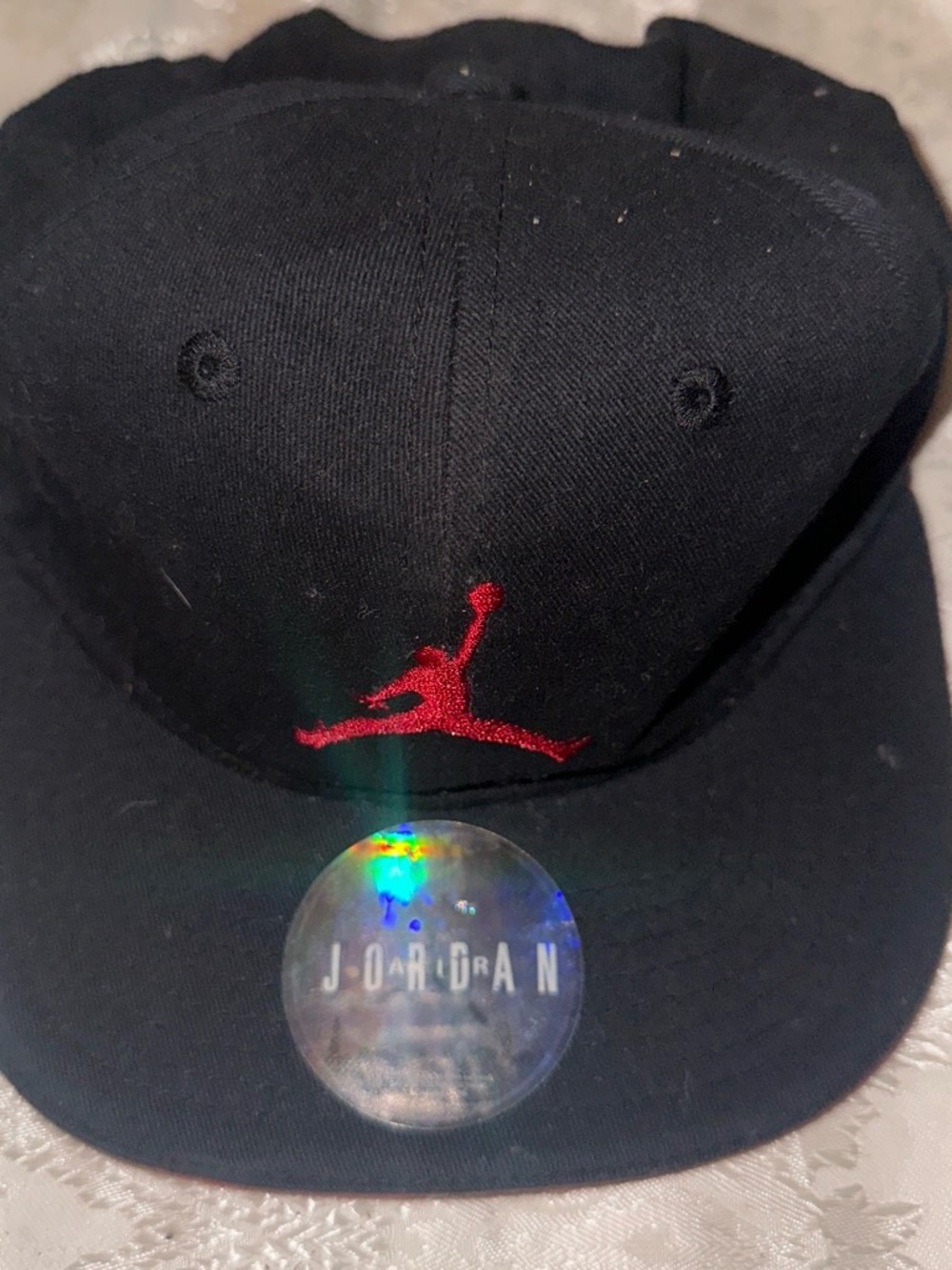 Jordan Black Snapback Hat with Red Jumpman
